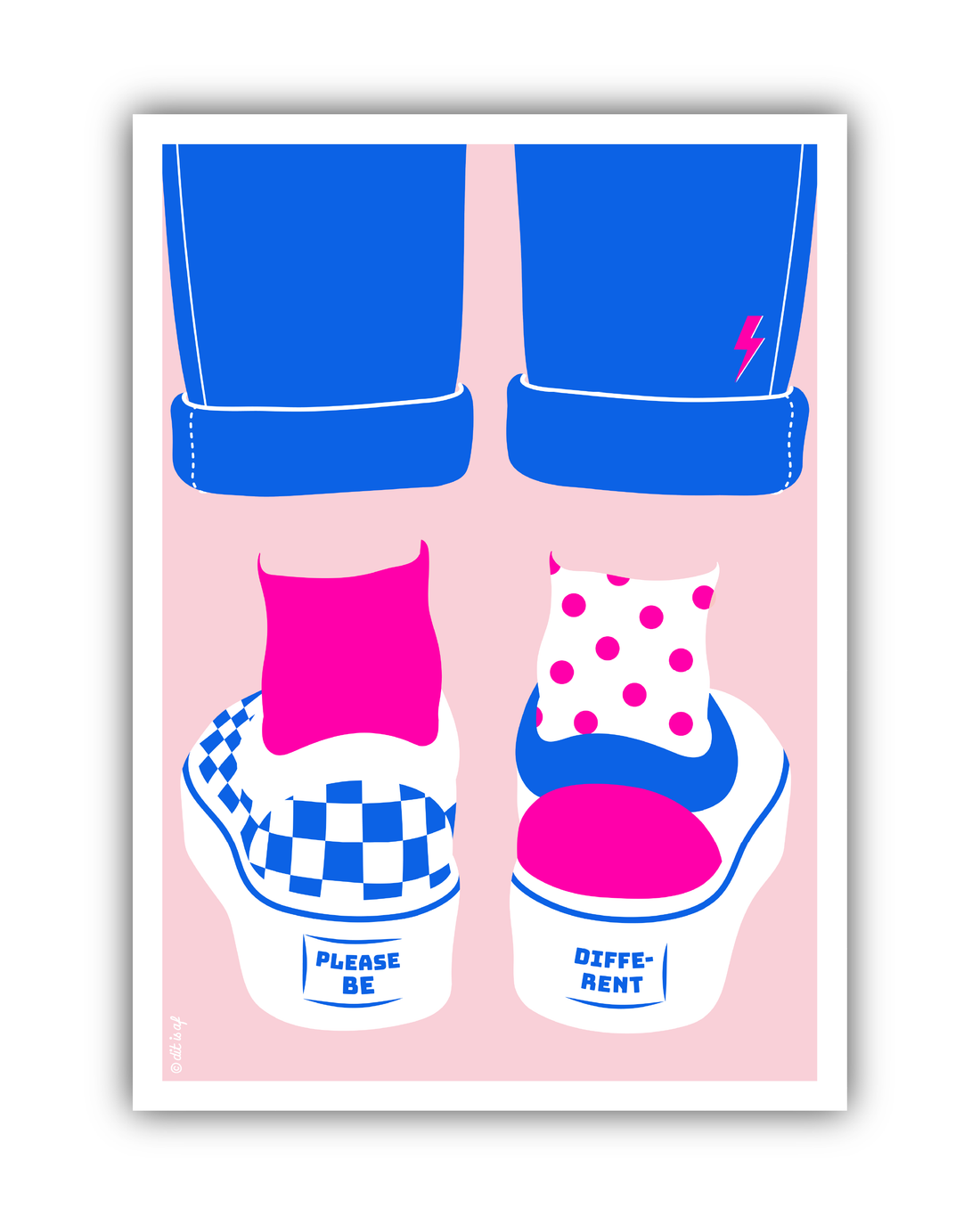 Please be different (zeefdruk met fluor roze)