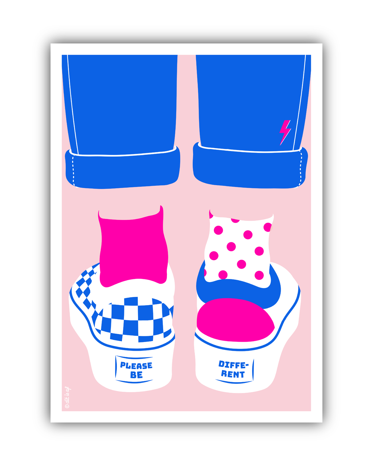 Please be different (zeefdruk met fluor roze)