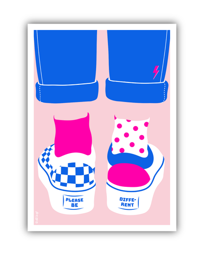 Please be different (zeefdruk met fluor roze)