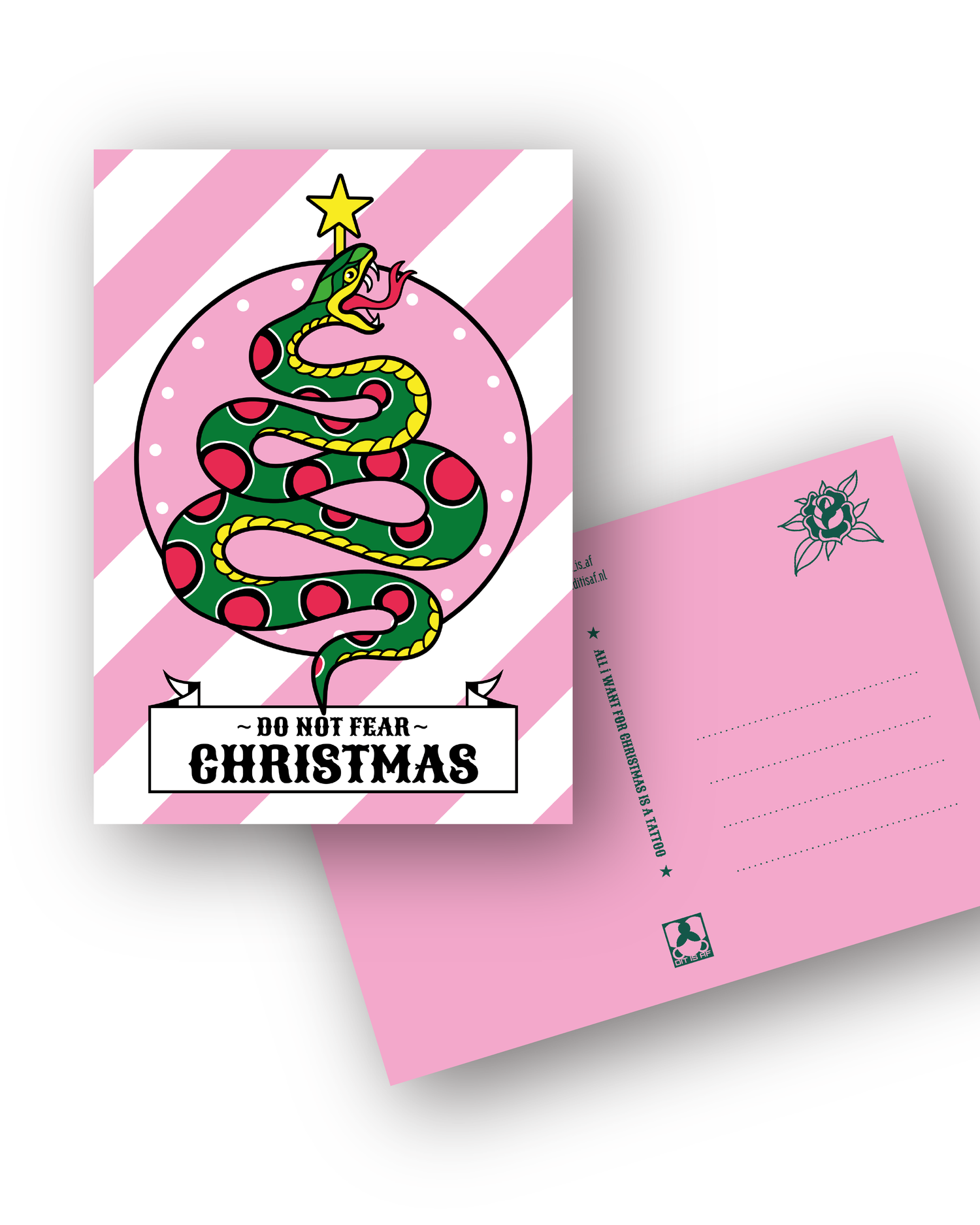 Kerstkaarten "All I want for christmas is a tattoo"