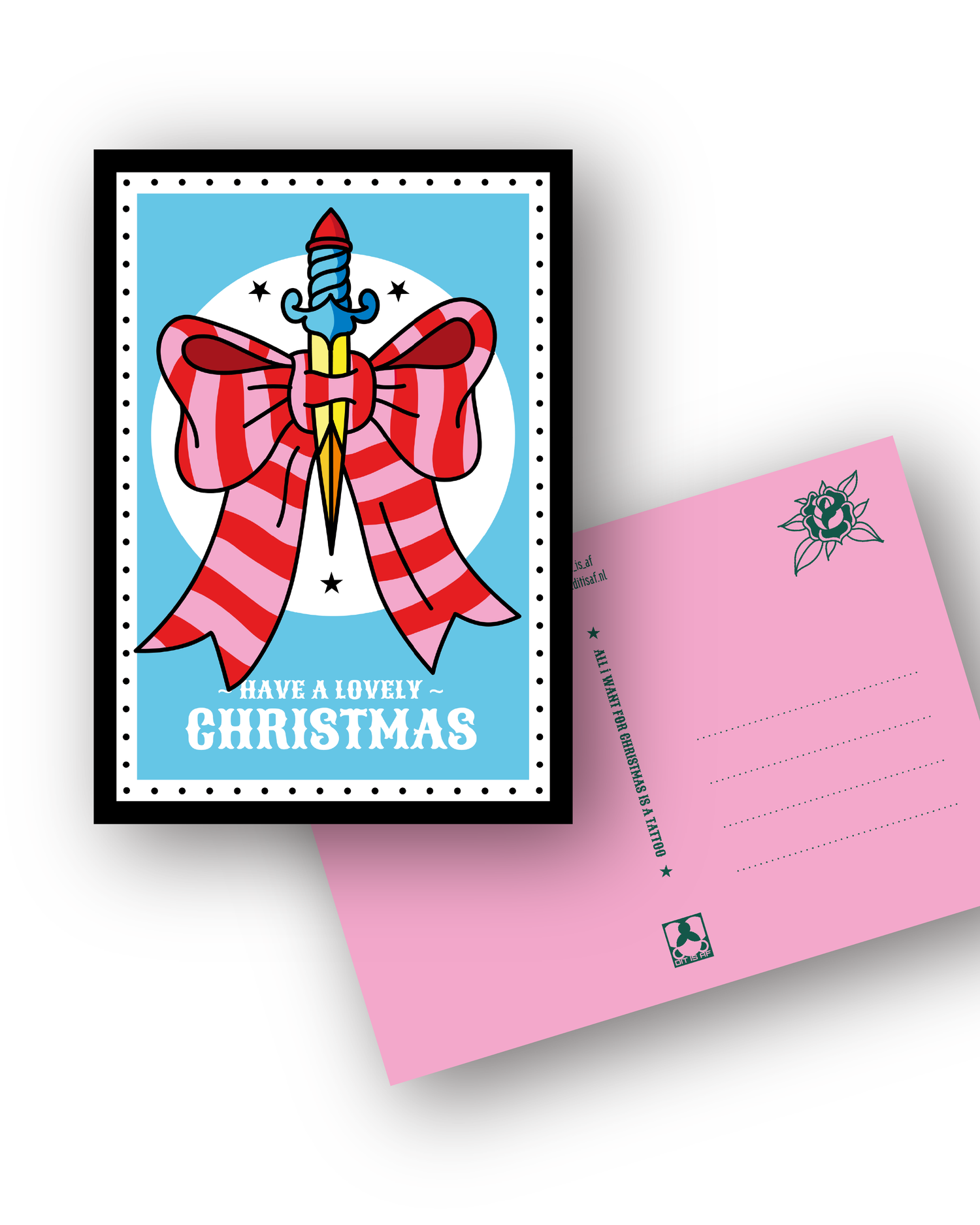 Kerstkaarten "All I want for christmas is a tattoo"