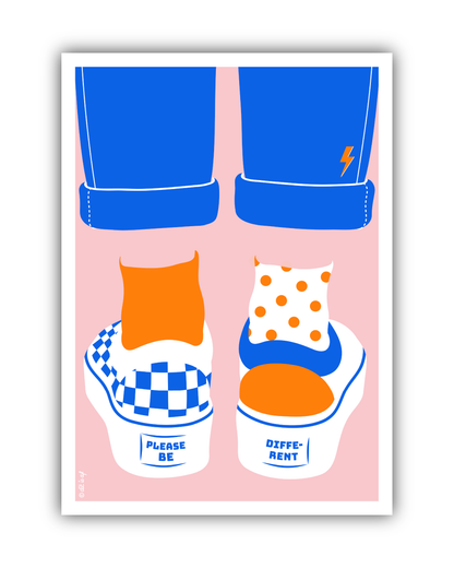 Please be different (zeefdruk met fluor oranje)