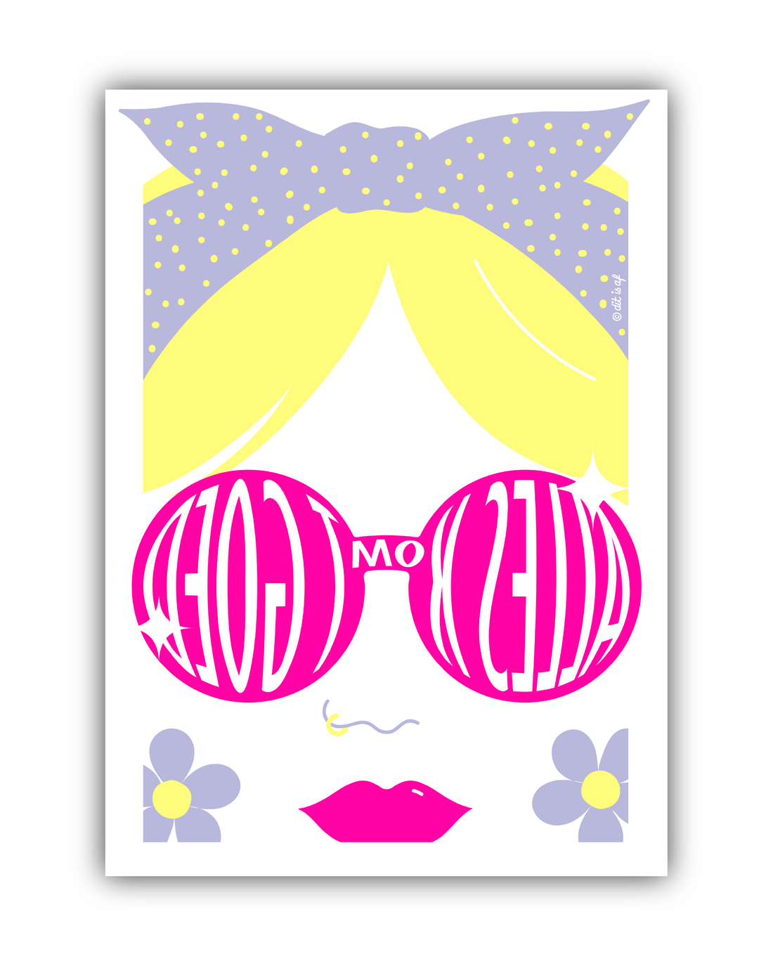 Door een roze bril (zeefdruk met fluor roze)