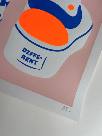 Please be different (zeefdruk met fluor oranje)
